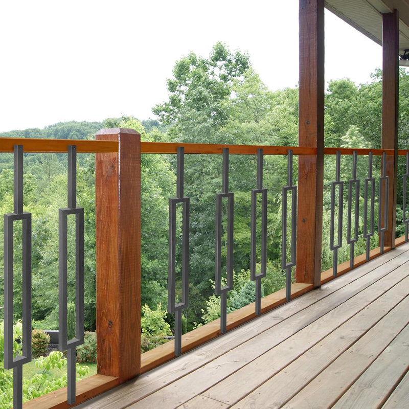 Balustrade d'escalier en métal 44 "avec vis et broches de terrasse et rampe d'escalier pour terrasse extérieure (paquet de 15 creux)
