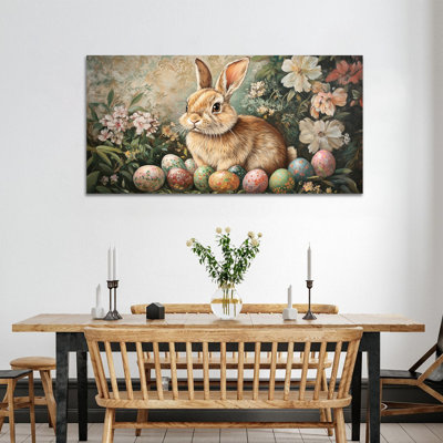 Art mural de lapin de Pâques GUTTATY, décoration murale de photos de lapin de Pâques au printemps, œufs de Pâques et photos de lapin, impressions de Pâques pour le salon, la chambre d'enfant, la chambre de bébé, la chambre de bébé prête à être suspendue 20 po x 40 po