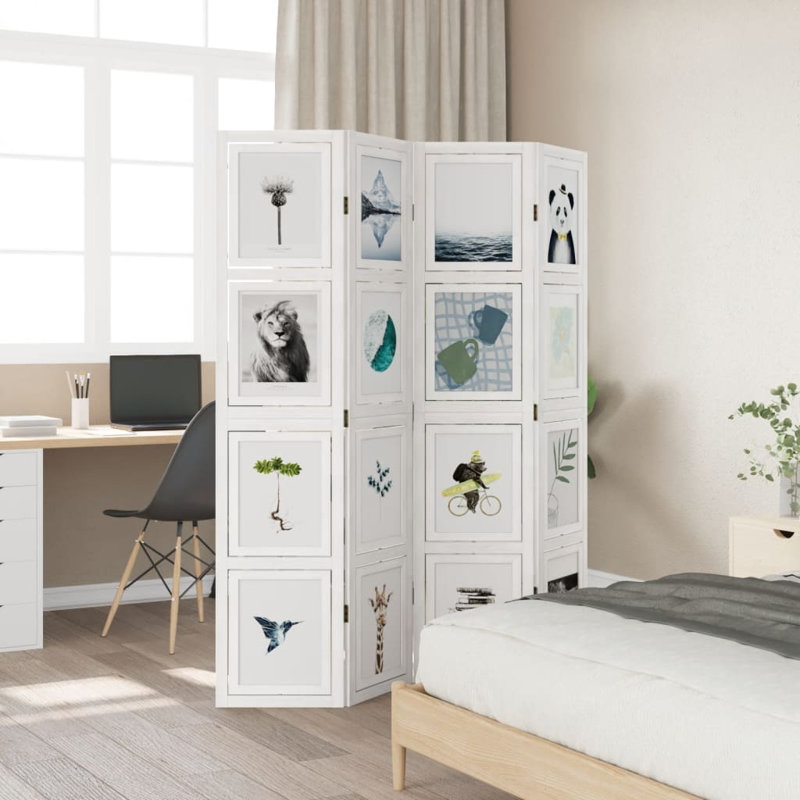 Scottsville 145cm W 4 - Panel Solid Wood Folding Room Divider, 180cm H x 145cm W
