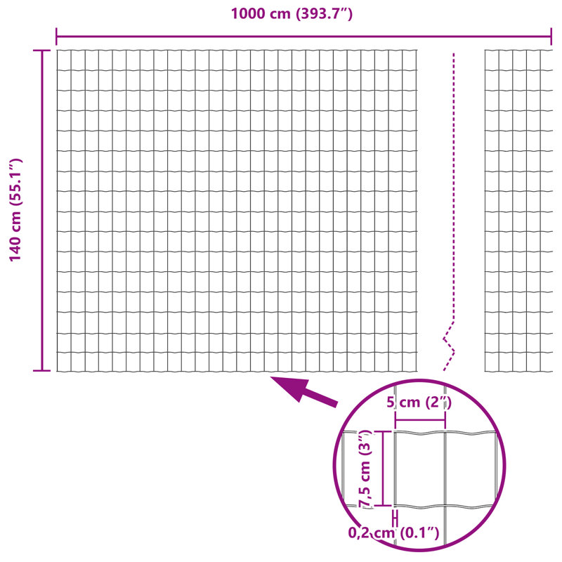 Steel Border Fencing, 140 x 1000 x 0.2 cm