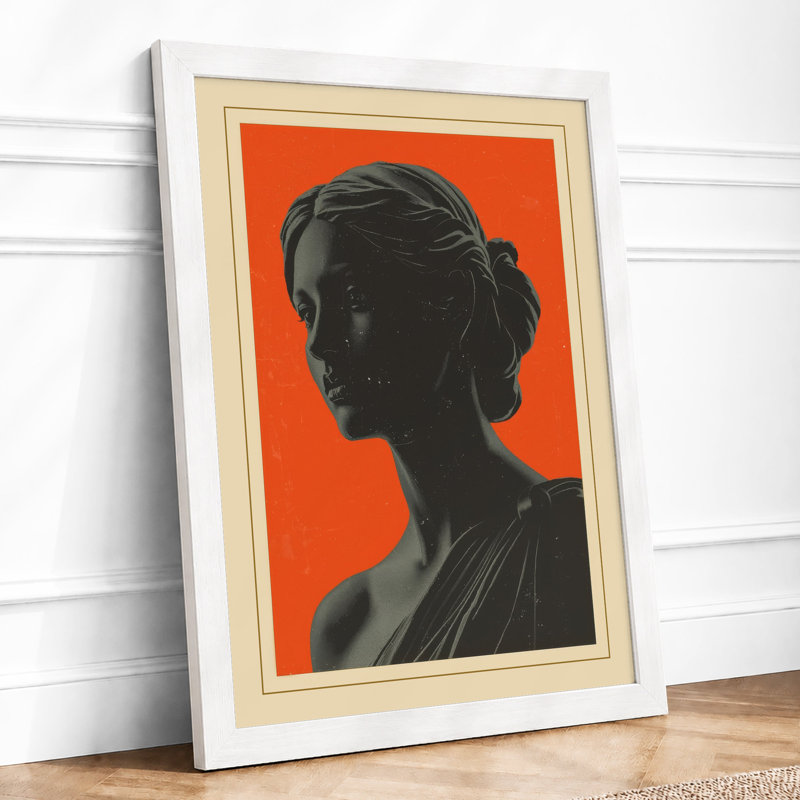 Classical Profile in Silhouette Art Deco - Framed Print, A4 - 29.7 x 21.0 cm, White