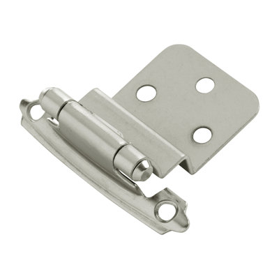Surface Self-Closing Variable overlay, 3/8 Inch Inset Face Frame Self-Close - Satin Nickel - Cabinet Door Hinges (Set of 10)
