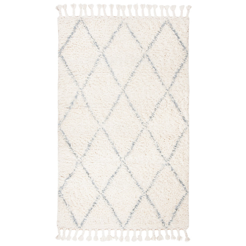 Powell Geometric Handmade Tufted Wool Beige Area Rug, Rectangle 6' x 9'