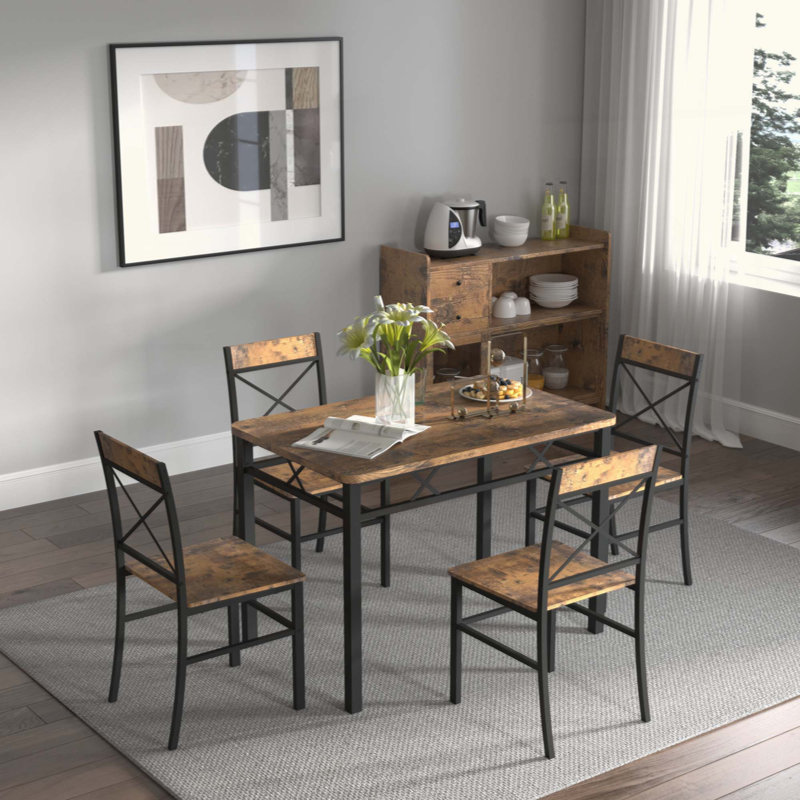 Ensemble de table de salle à manger pour 4 personnes, ensemble de table de salle à manger en bois avec chaises pour la cuisine et la salle à manger, ensemble de salle à manger compact pour les petits espaces