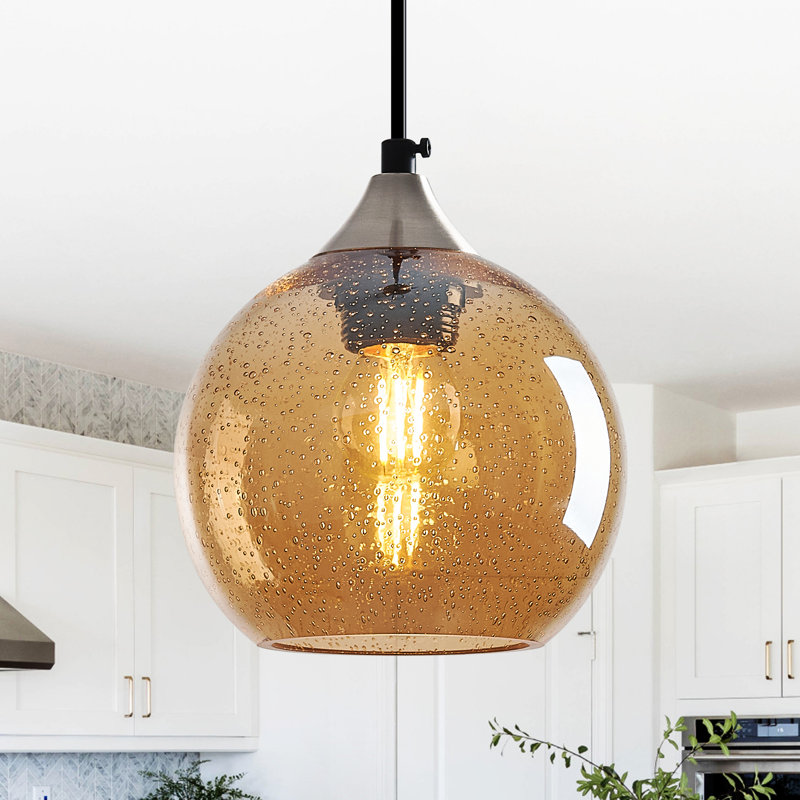Luminaire suspendu moderne pour îlot de cuisine Dariyon, H 4,92 po x l 5,9 po x P 5,9 po, Ambre