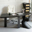 Bureau en bois massif noir courbé-1900087422