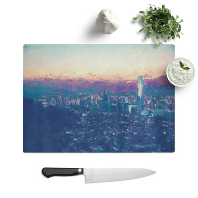 Tempered Glass Santiago Skyline in Chile Chopping Board
