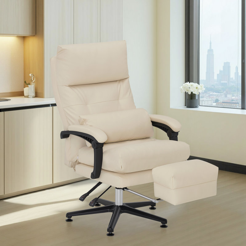 Fauteuil de beauté inclinable pour le visage avec pivotement à 360 °, coussin lombaire et repose-pieds réglable, similicuir