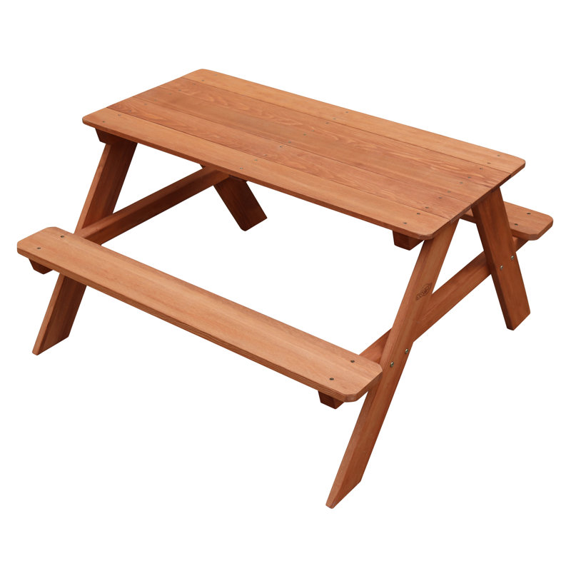 Dave Kids 2 Piece Solid Wood Rectangular Outdoor Table Or Chair and Chair Set