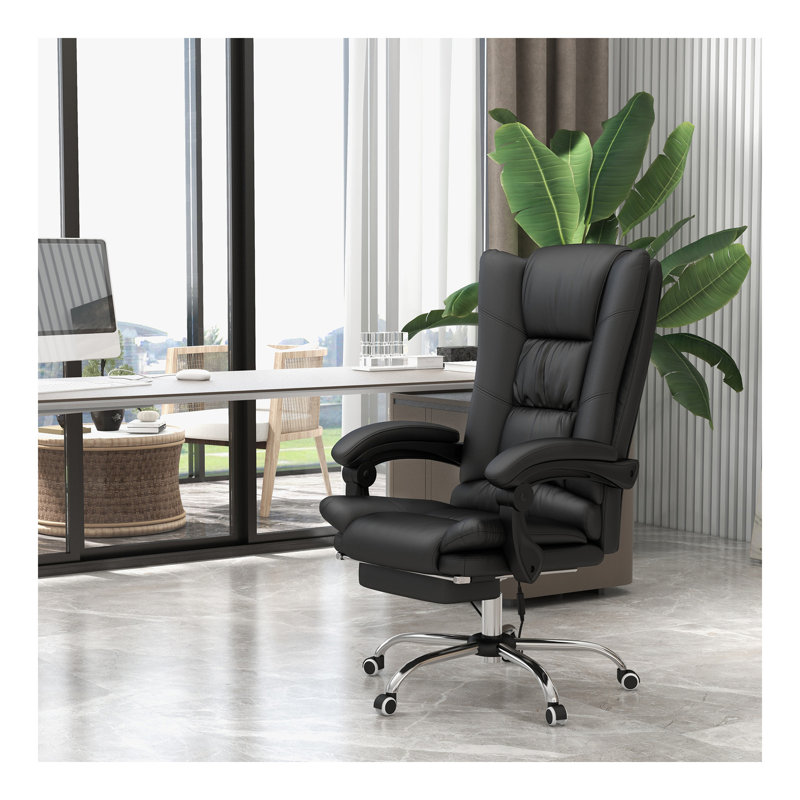 Fauteuil de bureau Vibration Massage avec chaleur, repose-pieds, noir