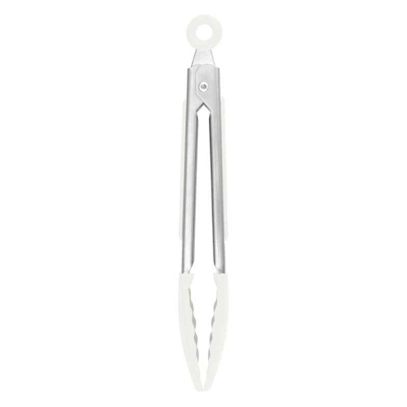 Tovolo Mini Silicone Tongs, Stainless Steel/White