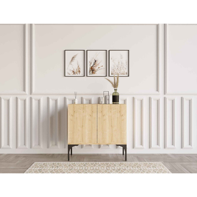 Console Catena, anthracite et or, panneau de particules 100% mélaminé, épaisseur: 0,7 pouce | Conception élégante, parfaite pour le salon ou le vestibule, durable et fonctionnelle