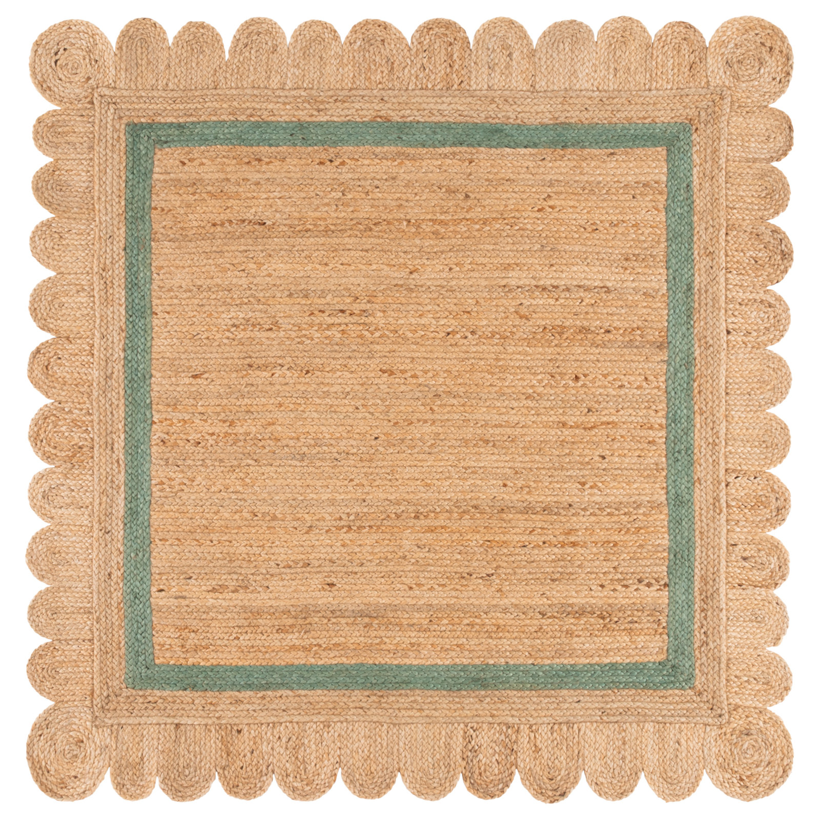 Inaki Hand-Woven Geometric Jute Rug, Square 6'