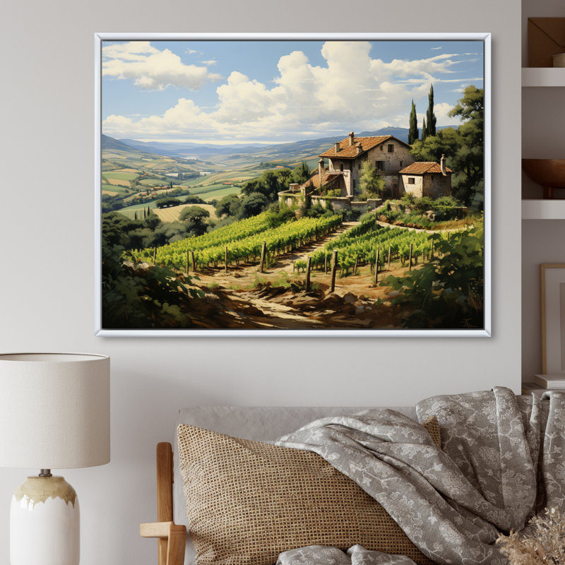 Vineyard Country Charm Serene - Imprimé, Cadre flottant blanc, H 12 po x l 20 po x P 1 po