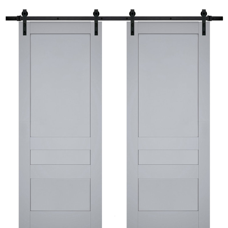 Portes de grange à panneaux en bois Veregio, 84 po x 84 po, Gris