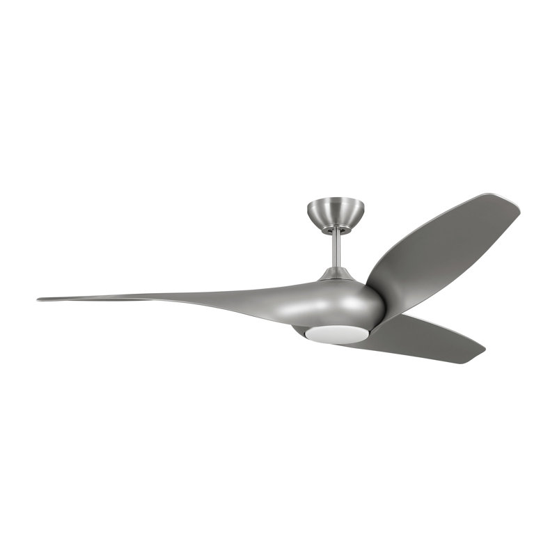 Visual Comfort Fan Topan Smart 60 LED Indoor Ceiling Fan with Threaded Downrod, Midnight Black ABS blades and Handheld Remote