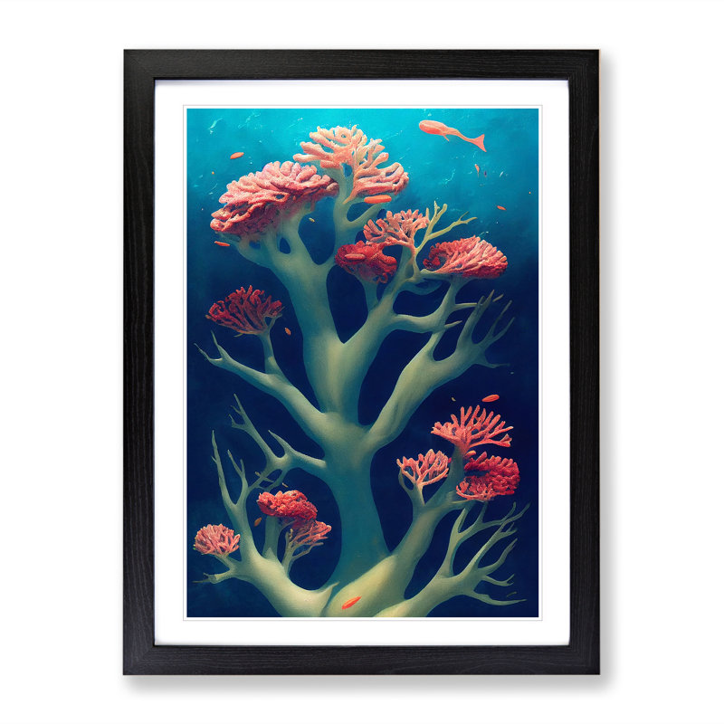 Breathtaking Coral Reef - Single Picture Frame Print, Black, 64cm H x 46cm W x 2cm D