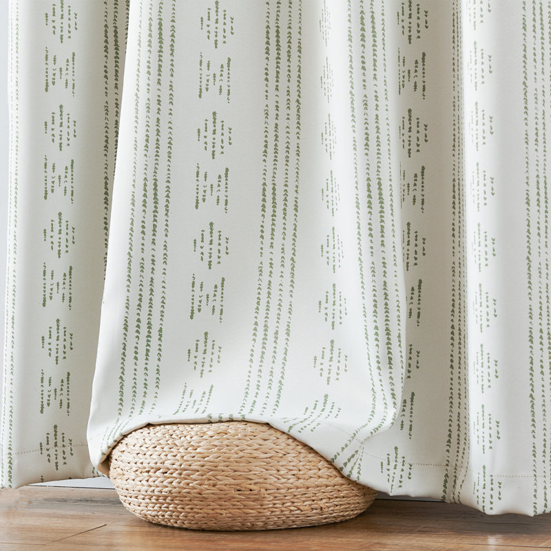 Ayani Bohemian Blackout Curtain Panel, Sage/Beige, 52" W x 72" L