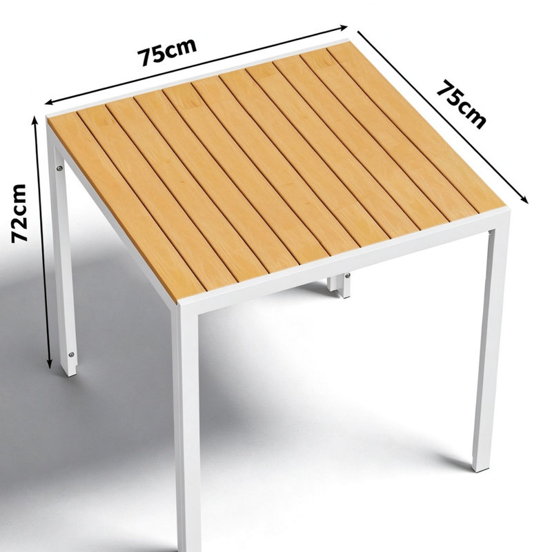 White Square Garden Table with WPC Table Top for Balcony