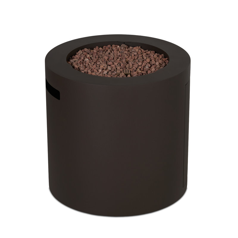 Aegean 24" Round Steel Propane Fire Pit Table with Hidden Tank Storage by Real Flame, Dark Bronze