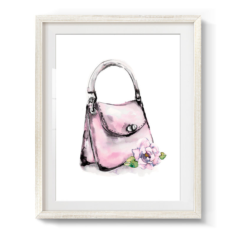 Sac à poignée supérieure - imprimé encadré, Blanc