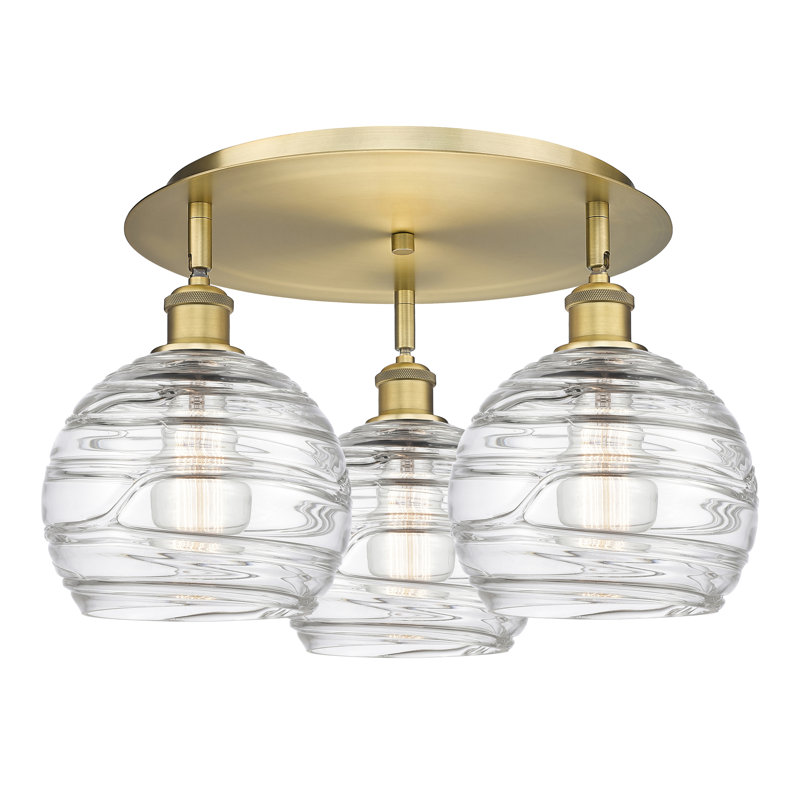 Essex Glass Flush Mount, Brushed Brass, 10.38" H x 19.75" W x 19.75" D