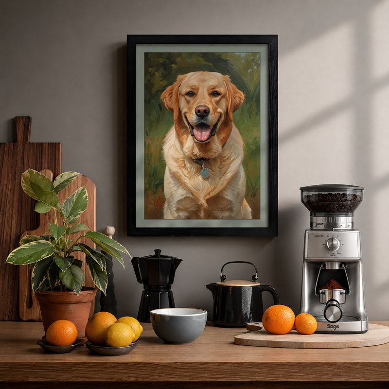 Labrador's Gentle Gaze Modern - Framed Print, Black, A4 - 29.7 x 21.0 cm
