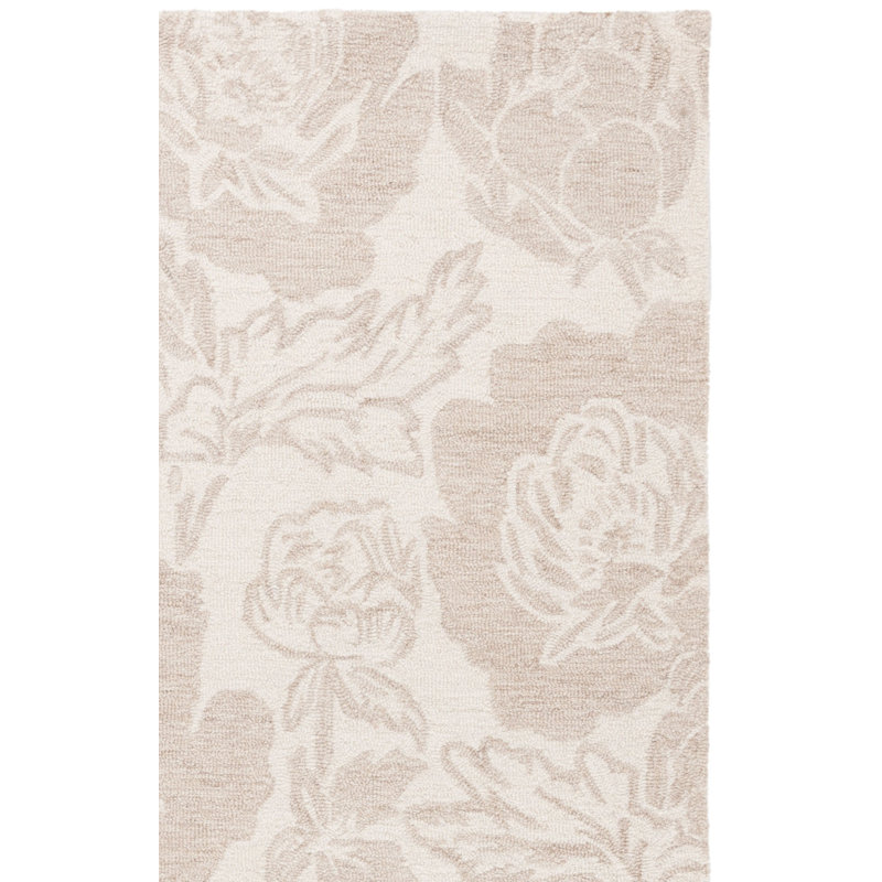 Tapis floral en laine / coton touffeté à la main Allyssah, Rectangle 4 pi x 6 pi