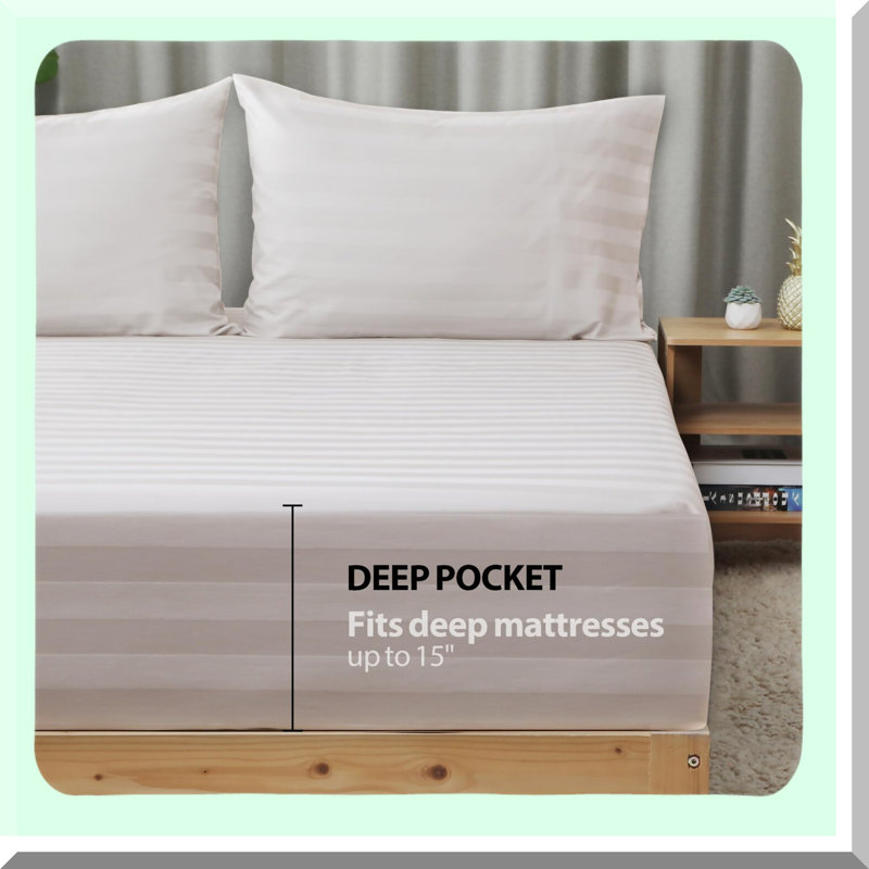 Percale Weave California Fitted Sheet - 300 Thread Count GOTS Certified - 17" Deep Pockets - Soft & Breathable Bedding