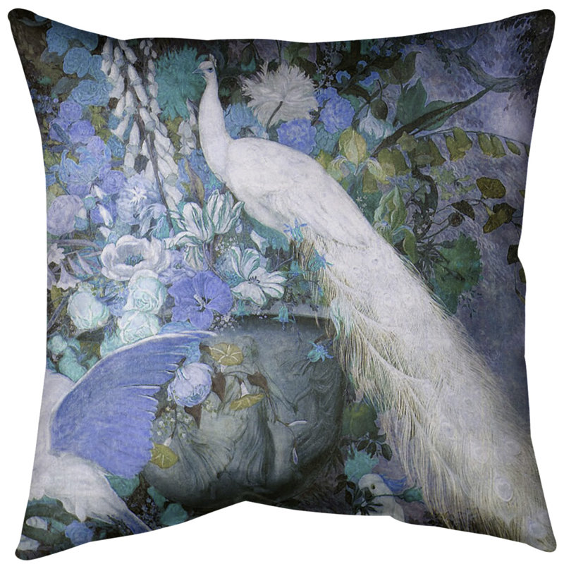 Coussin peacock, 16 po x 1 po, Bleu, Protection UV