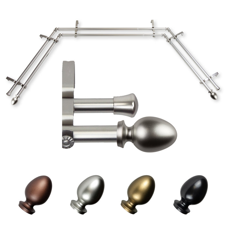Tringle à rideaux double 13/16 po Emeka, Nickel satiné