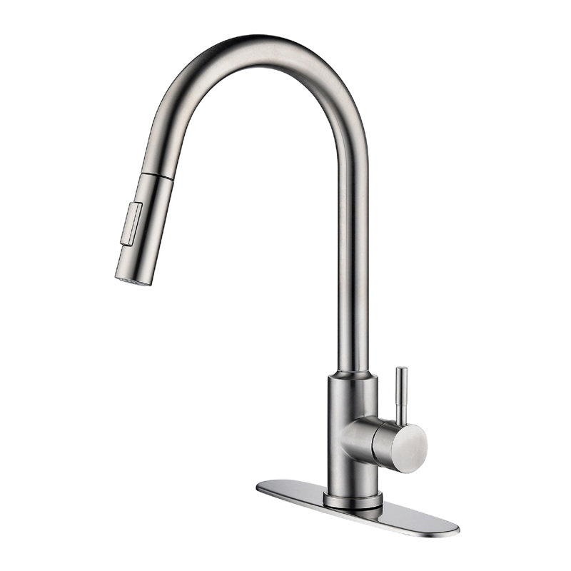 Robinet de cuisine tactile avec douchette extractible, Nickel brossé