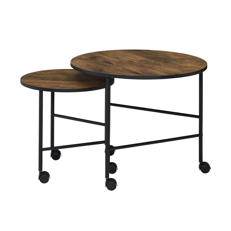 2 Piece Nesting Table Set with Caster-Wheels