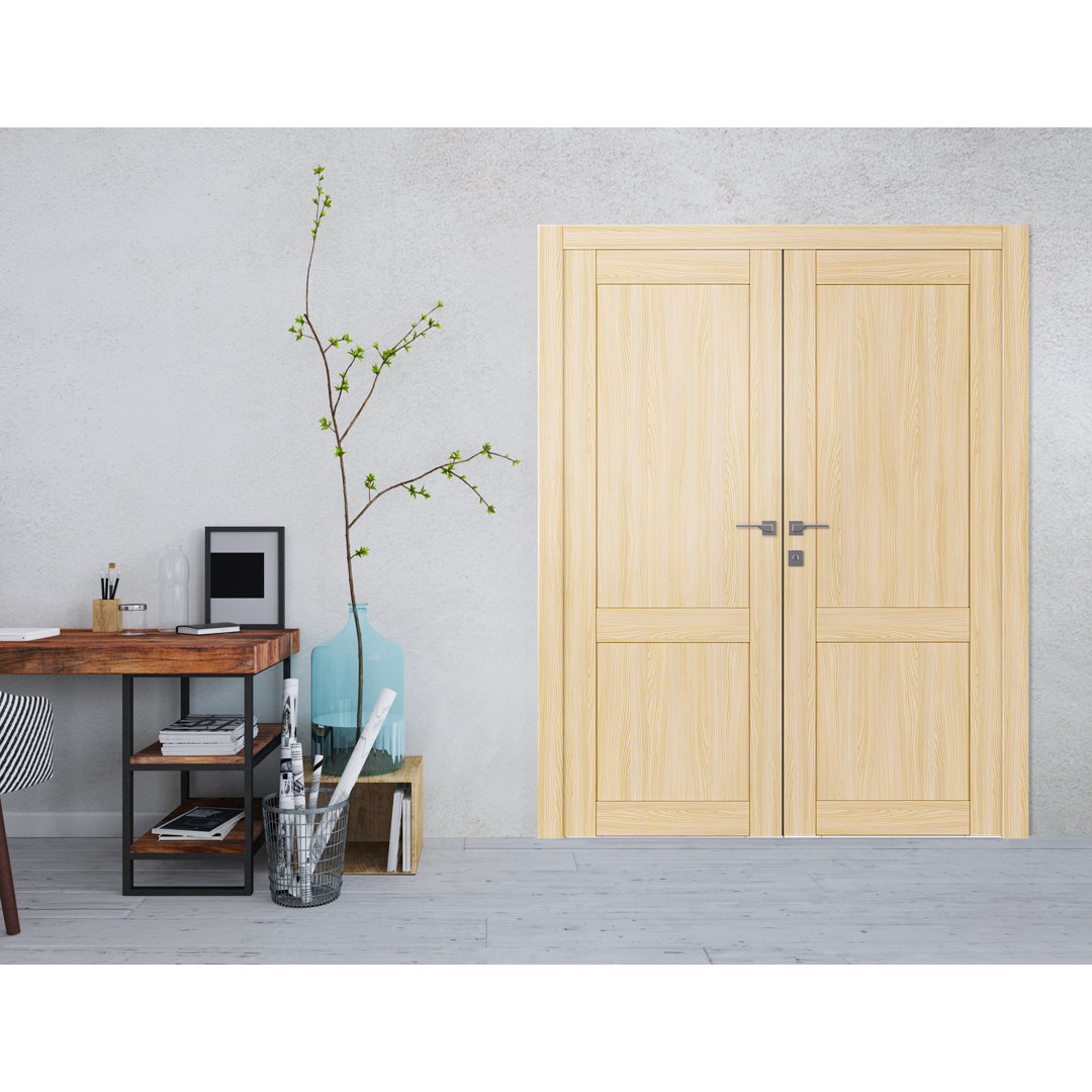 Shaker 2 Panel Solid + Manufactured Wood Paneled without Installation Hardware Kit Prehung Door Belldinni 
