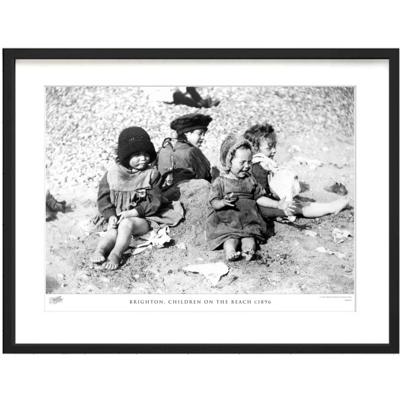 Brighton, Children On The Beach C1896 by Francis Frith - Single Picture Frame Print, 40cm H x 50cm W x 2.3cm D