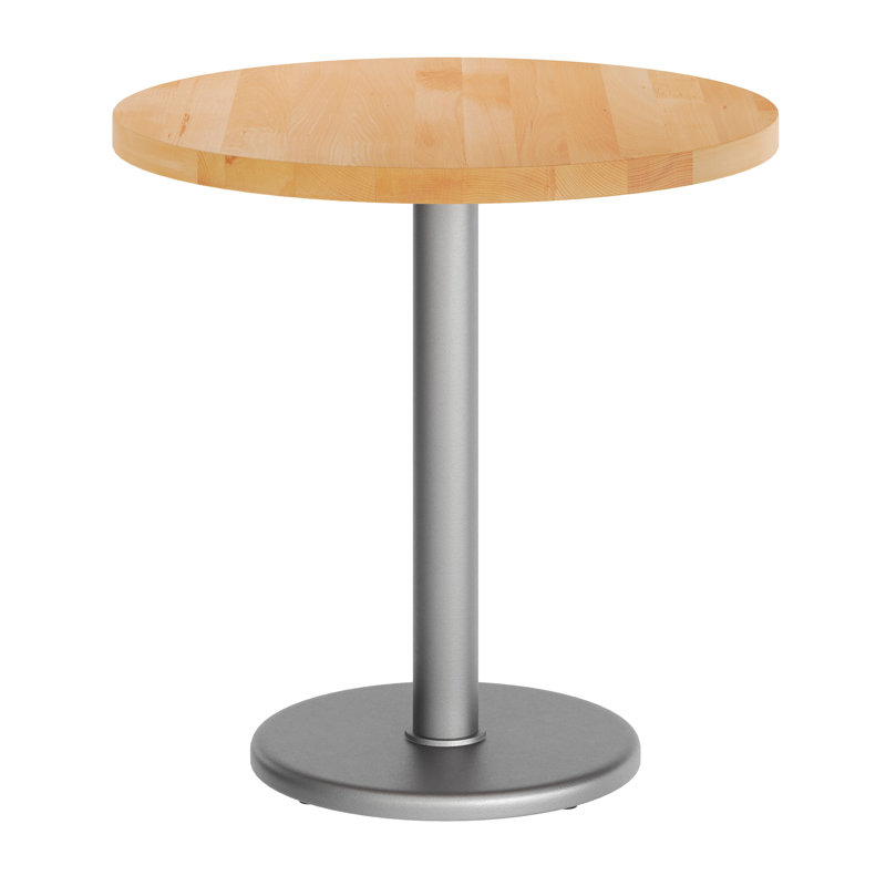 Plateau de table rond en bois massif de 30 po avec base de salle à manger de 18 po, H 29,5 po x L 30 po x l 30 po, Argent