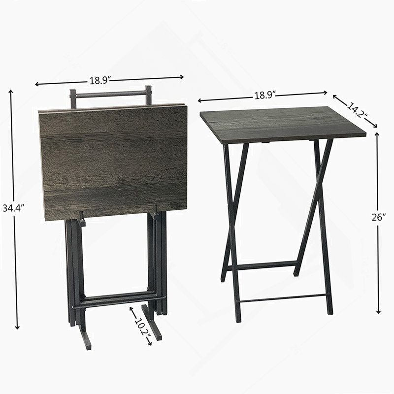 5 Piece Folding TV Tray Table Set,Foldable Sofa Side Table,End Table,Snack Table,Save Space,Grey