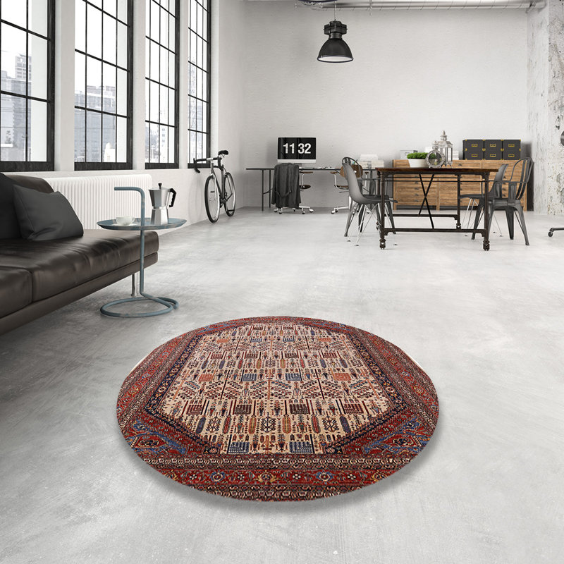 Tapis brun / bleu / noir, Rond 8 pi