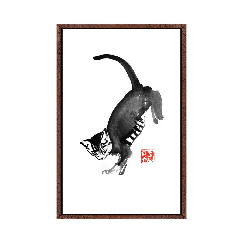 Jumping by Péchane - Print on Canvas, Classic Brown Wood Framed, 101.6 cm H x 66.04 cm W