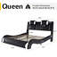 Floating Bed Frame with LED Lights, Modern Faux Leather Upholstered Platform Bed-1240193552-1240193561