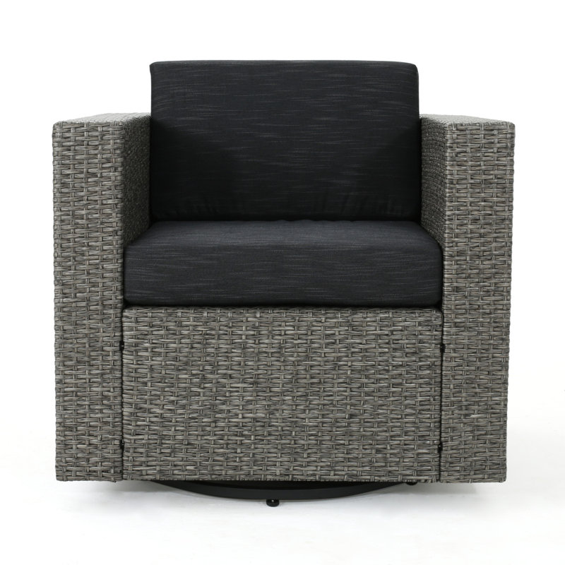 Chaise de patio pivotante avec coussins PUERTA MP1 (simple), Gris, Noir