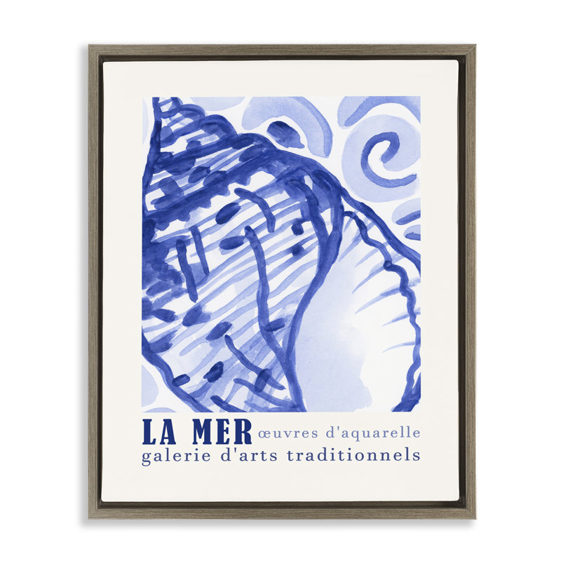  «Blue Seashell Gallery Show», art mural encadré flottant par June Erica Vess, H 21 po x l 17 po