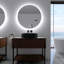 32 po Miroir de salle de bain rond rond en acrylique à intensité variable