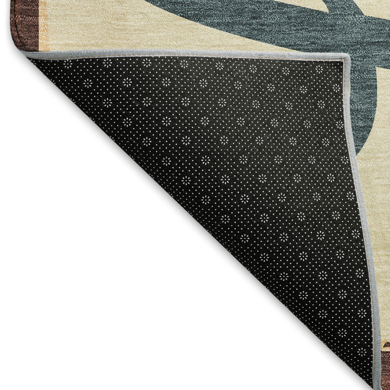 Premium Machine Washable Chikako AMF150 Beige Rug, Rectangle 5' x 7'6"