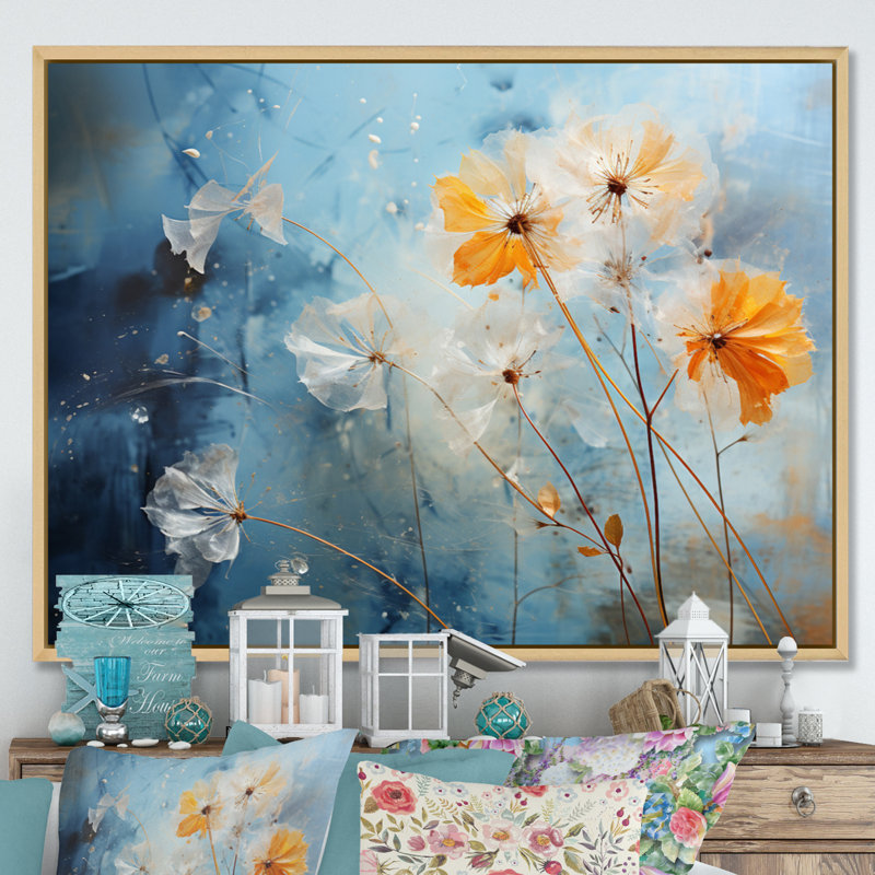 «Dandelion Natures» sur toile, H 30 po x l 40 po x P 1,5 po, Cadre naturel flottant