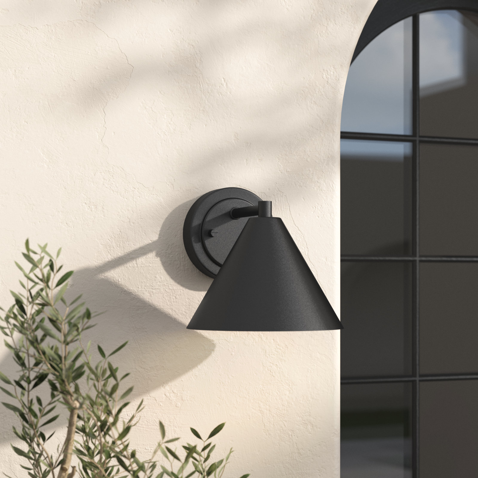Single Light Cone Outdoor Wall Light