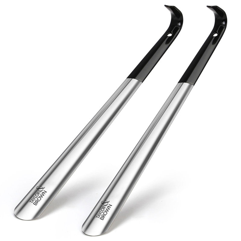 Set Of 2 Long Metal Shoe Horns – 42Cm Silver Extra Long Shoe Horn For Boots & Shoes – Easy Wear For Elderly, Disabled, Durable, Bend-Free Shoe Helper Tool