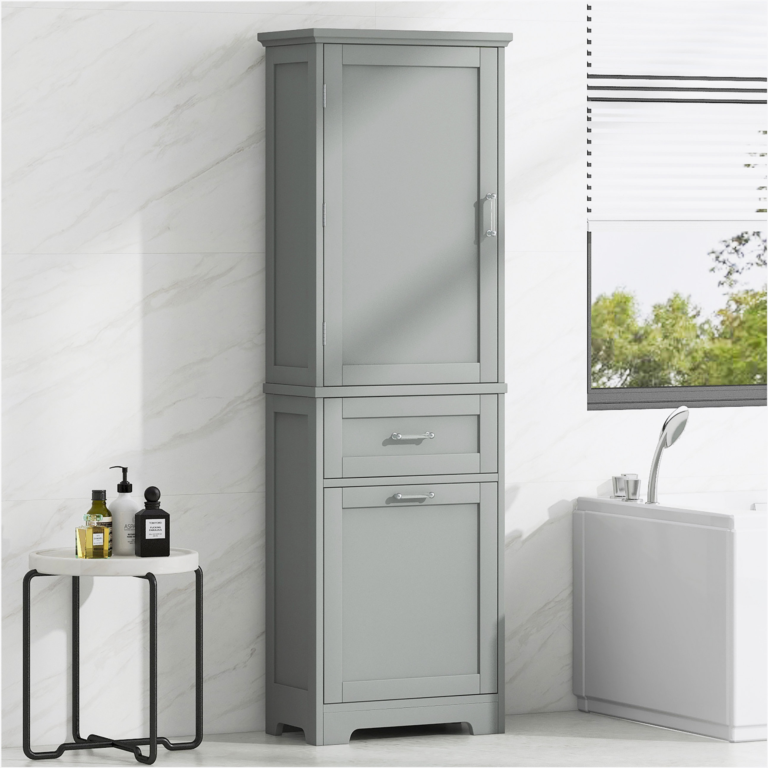 Lark Manor™ Tall Bathroom Storage Cabinet, Freestanding Storage Cabinet ...