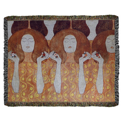 Gustav Klimt Hand Woven Throw Blanket