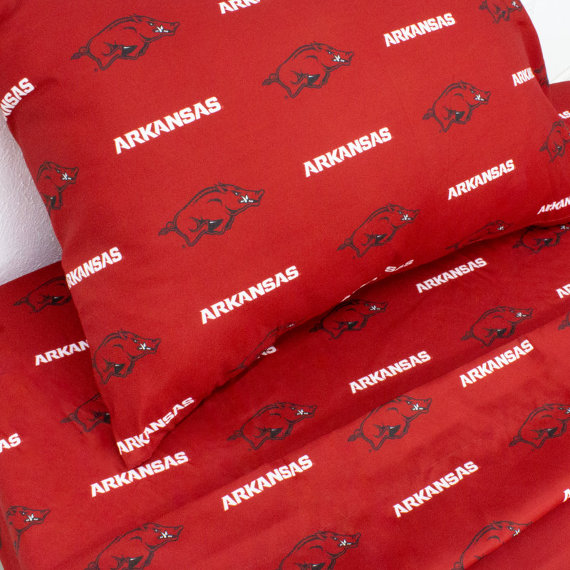 NCAA Sheet Set, Twin XL Sheet Set + Fitted Sheet + Pillowcase, Arkansas
